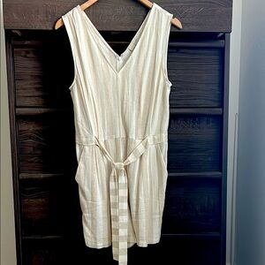 Cream Striped Sleeveless Romper